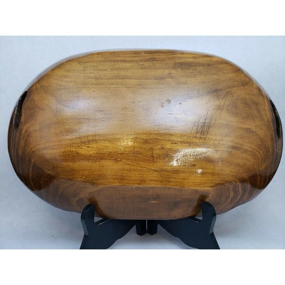 Vintage Wooden Hand Painted Floral Handled Serving Tray Bowl - Mexico - Picture 6 of 8